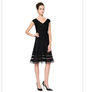 Pintuck Jersey Portrait Cocktail Dress